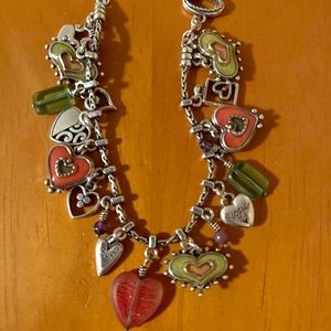 Brighton Charm Bracelet- Pink/Green Charms - Look For Matching Earrings